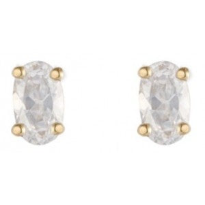9ct Gold White CZ Oval Cut Claw Set 6x4mm Stud Earring GE1103WCZ