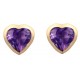 9ct Gold Amethyst 5mm Heart Earrings