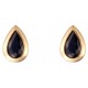 9ct Gold Sapphire Pear Cut Rubover Set 6x4mm Earrings GE1120SA