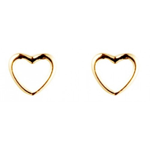 9ct Yellow Gold Open Heart Stud Earrings
