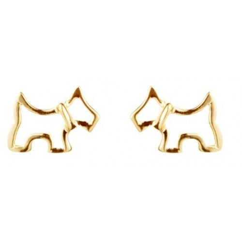 9ct Yellow Gold Open Scotty Dog Earrings