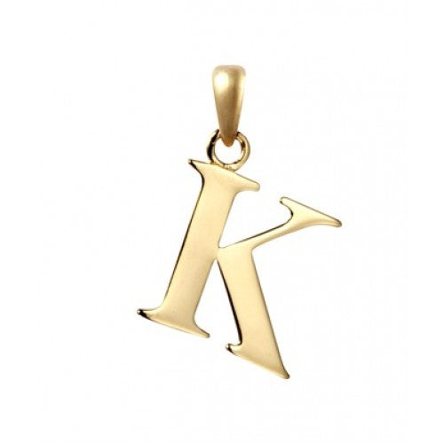 9ct Yellow Gold Initial K Pendant