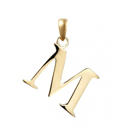 9ct Yellow Gold Initial M Pendant