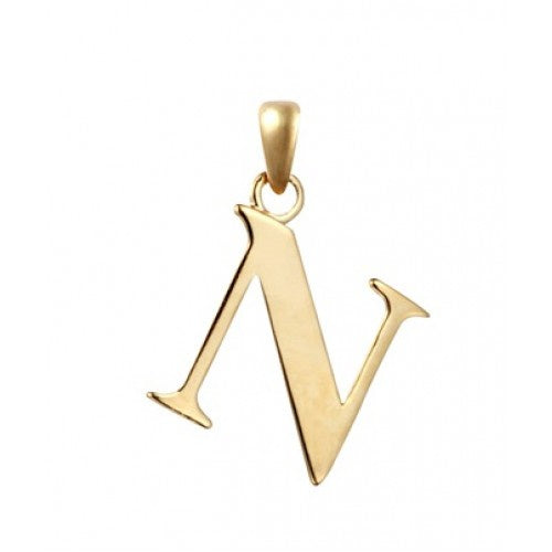 9ct Yellow Gold Initial N Pendant