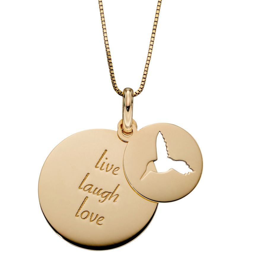9ct Yellow Gold Cut out Humming bird pendant