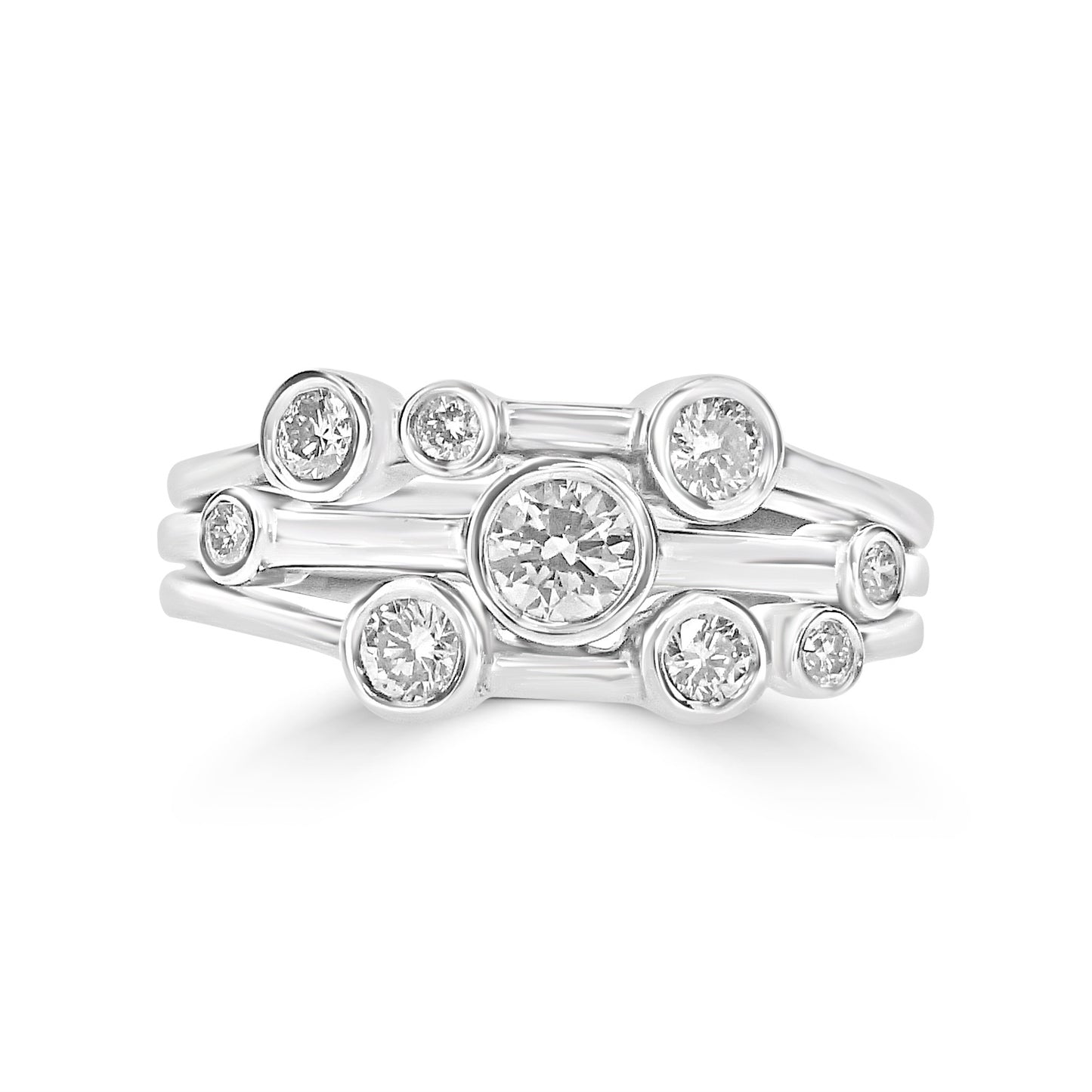 18ct White Gold Diamond Bubble Ring 0.64ct