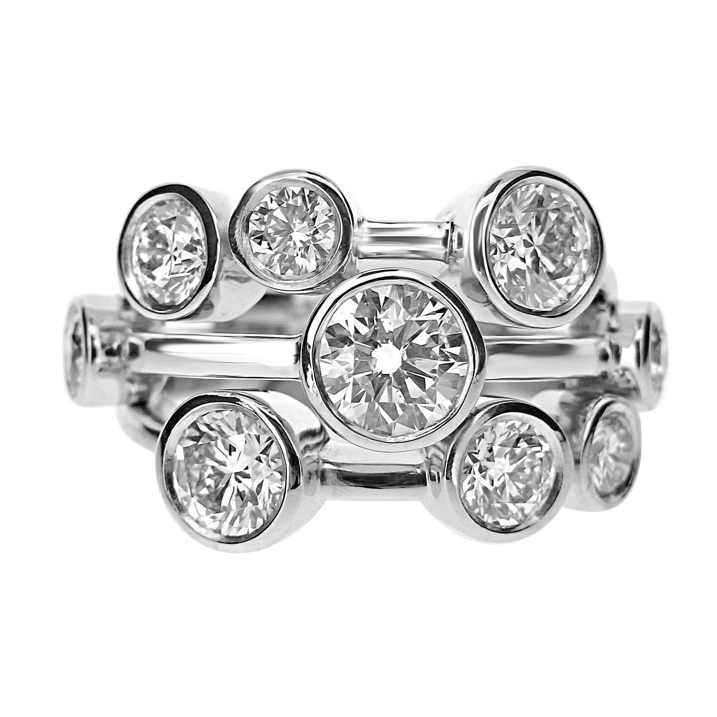 Platinum Diamond Bubble Ring 3.02ct - Brilliant Cut