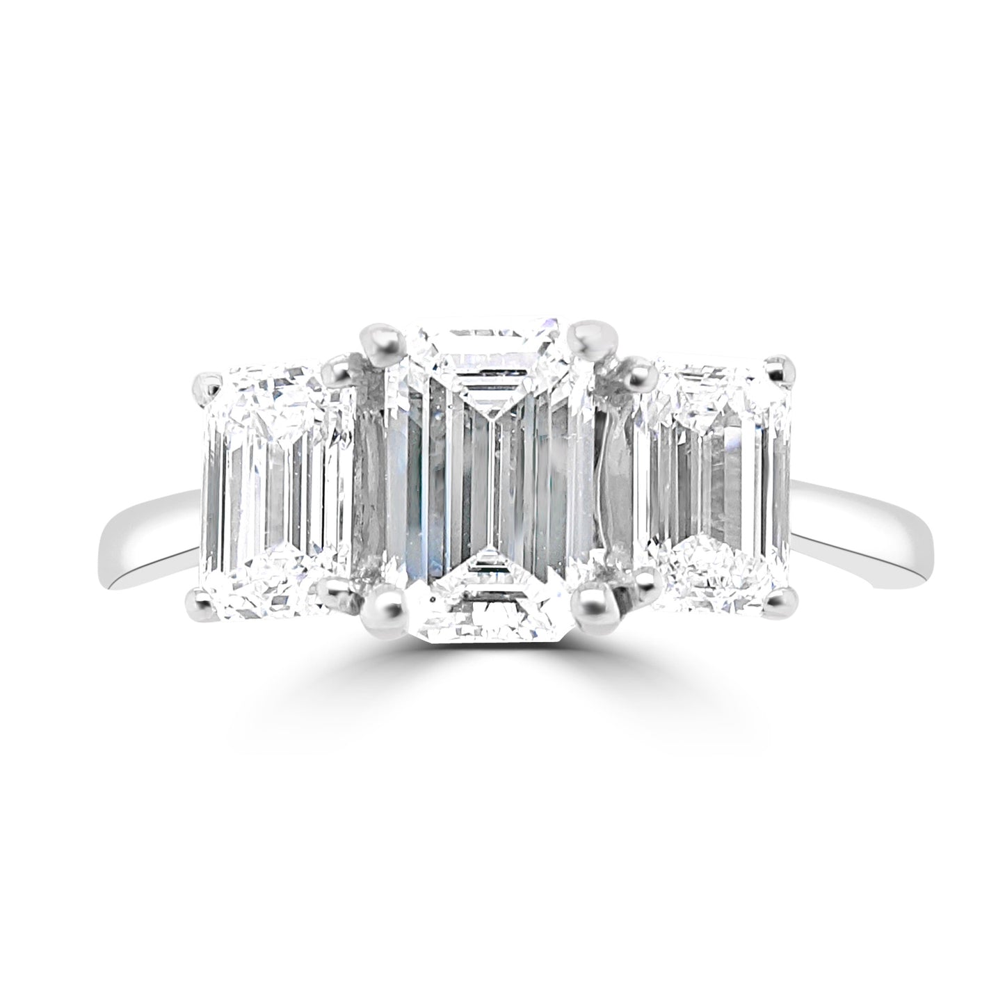 Platinum Emerald Cut Trilogy Diamond Ring 1.50ct - RN9589