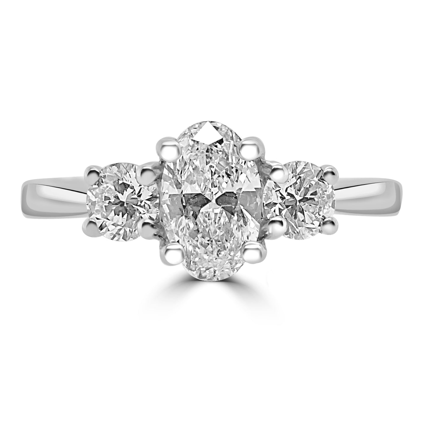 Platinum Oval & Brilliant Cut Trilogy Ring 1.27ct F SI 2