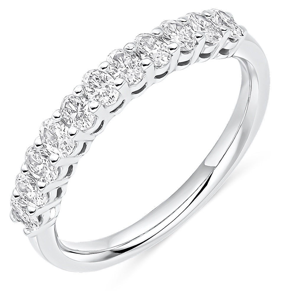 Platinum Oval Cut Half Eternity Ring 0.60ct