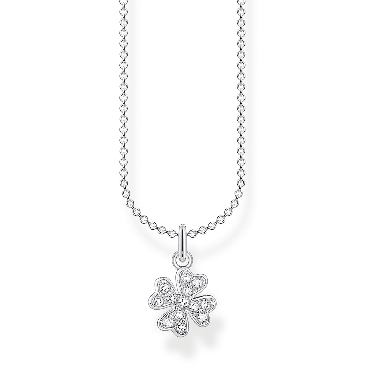 Thomas Sabo Sterling Silver Pave Cloverleaf Necklace KE2036-051