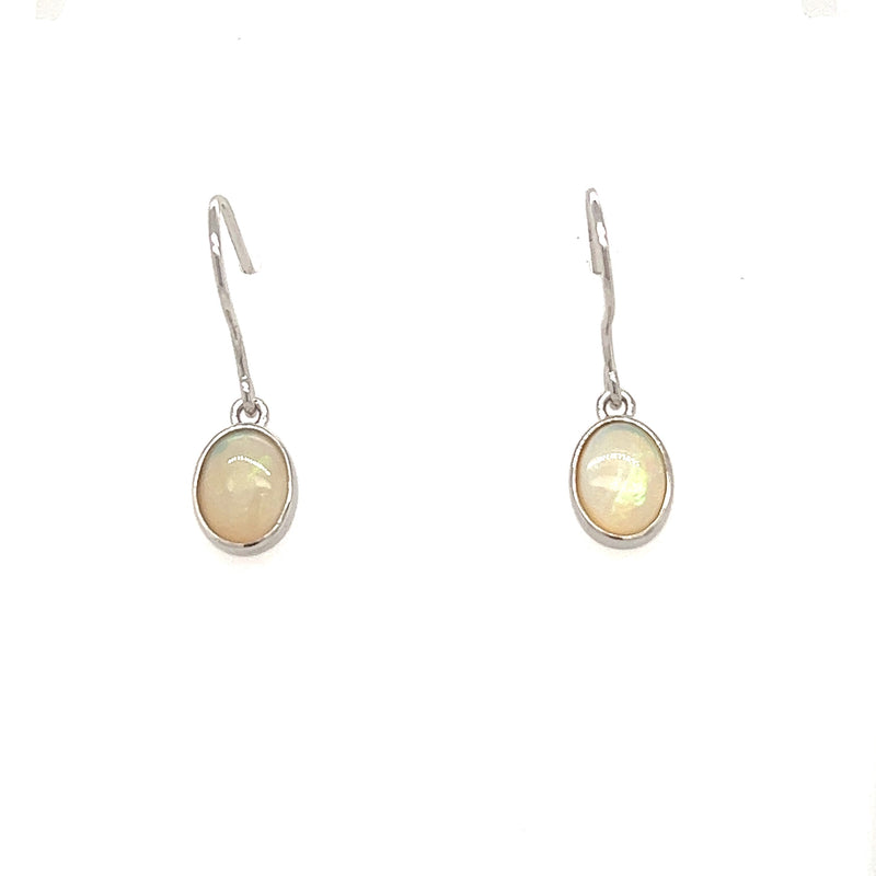 Silver Solid Opal Earrings 8x6mm