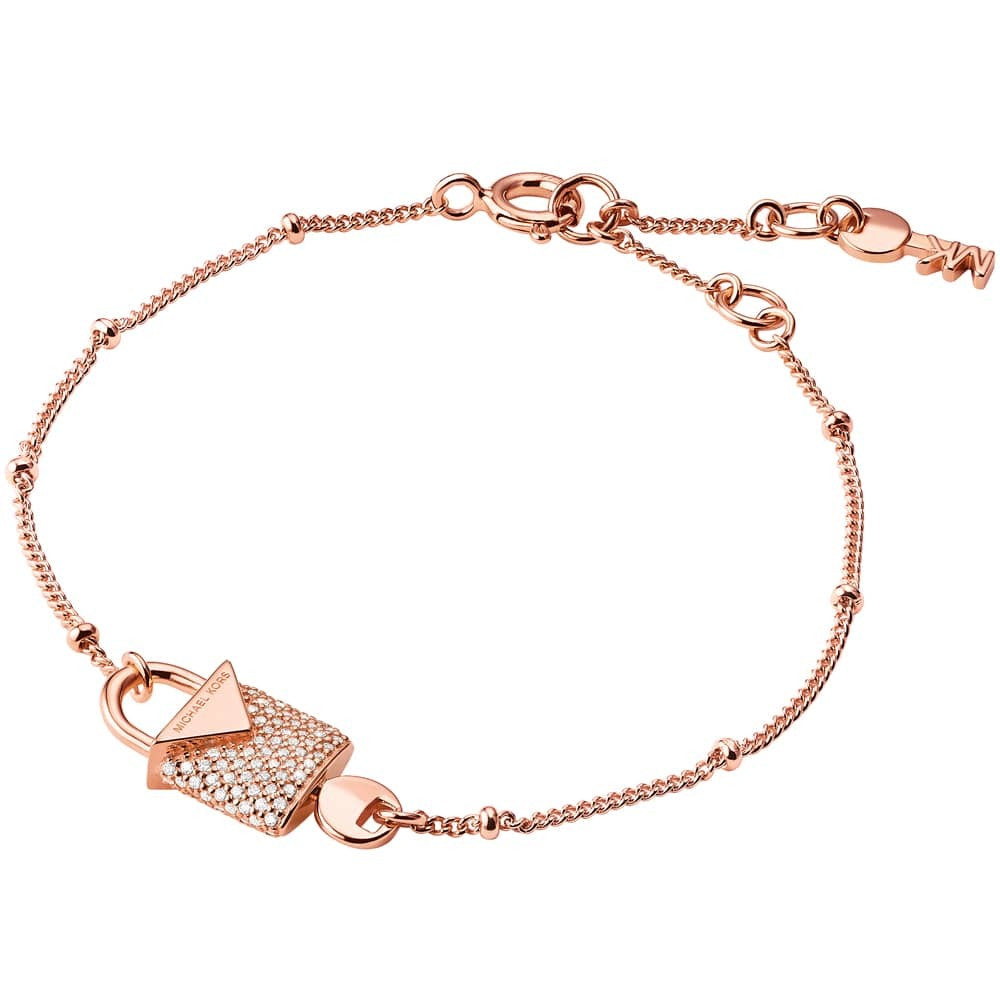 Michael Kors 14ct Rose Gold Plated Padlock Bracelet MKC1042AN791