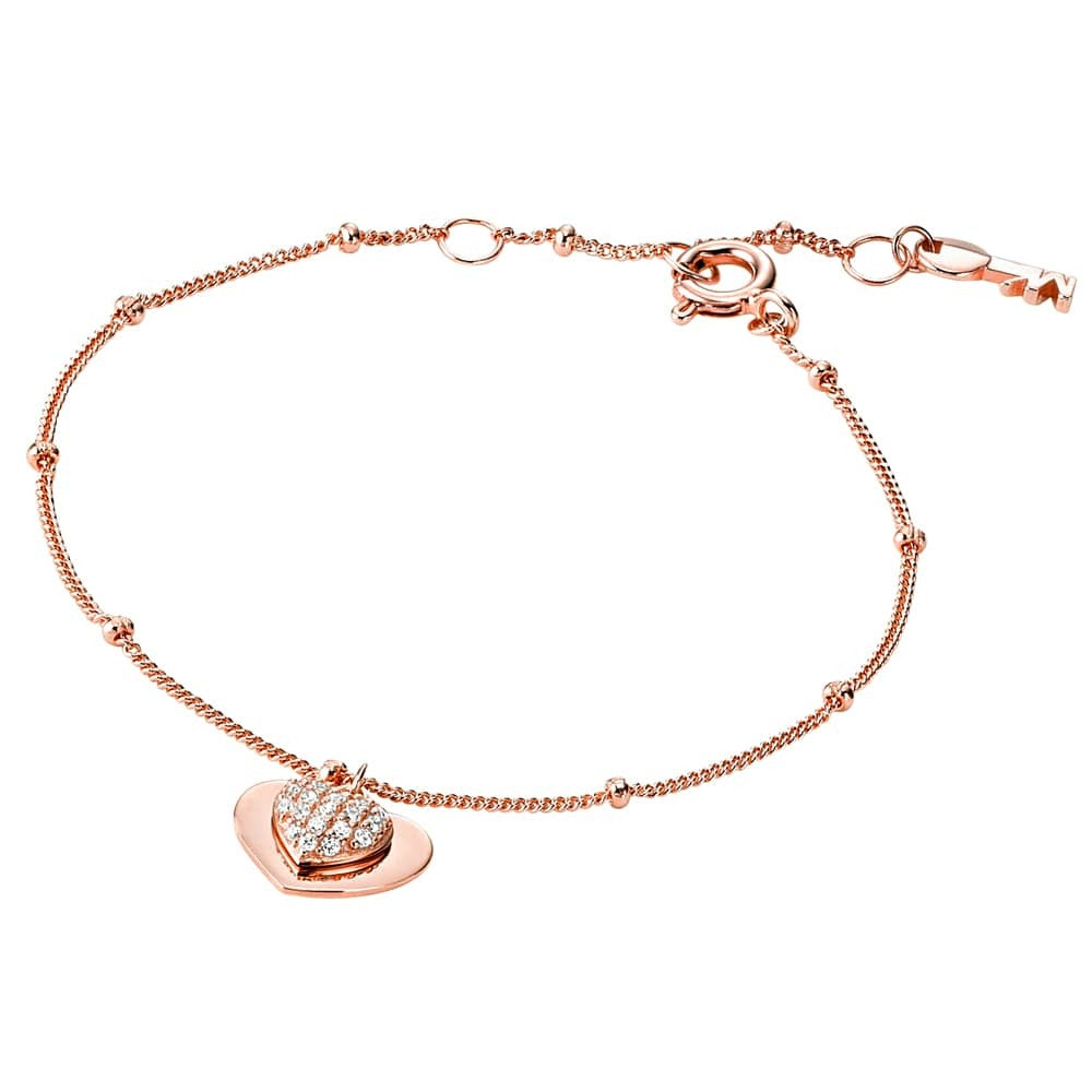 Michael Kors Love 14ct Rose Gold Plated Heart Bracelet MKC1118AN791