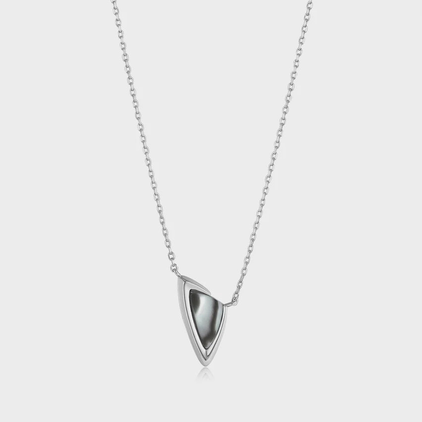 Ania Haie Silver Arrow Black Mother of Pearl Pendant Necklace N049-03H