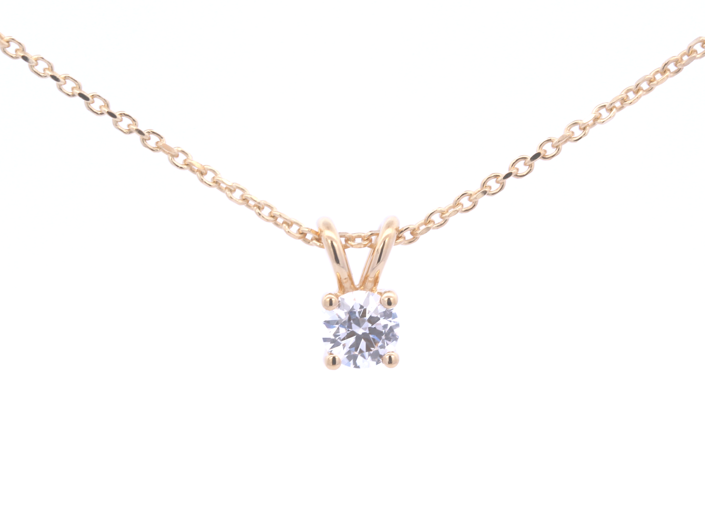18ct Yellow Gold Diamond Pendant - Four Claw - 0.33ct
