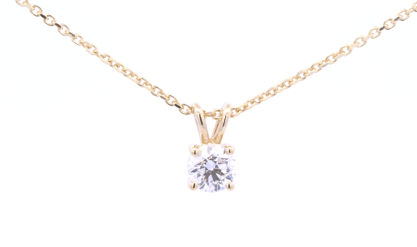 18ct Yellow Gold Diamond Pendant - Four Claw - 0.60ct F Si 2