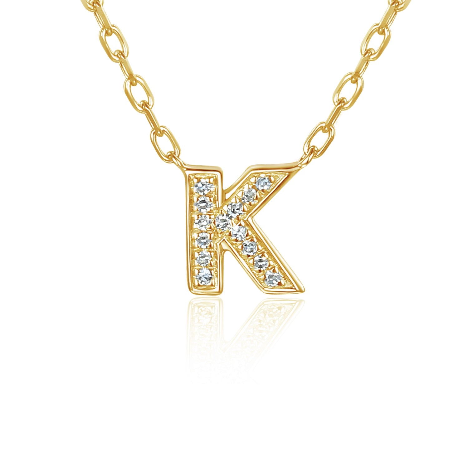 9ct White Gold Diamond Letter Pendant - K