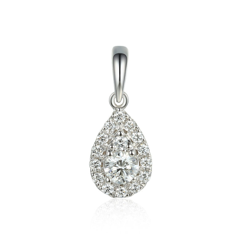 9ct White Gold Pear Shaped Diamond Pendant - Diamond - April