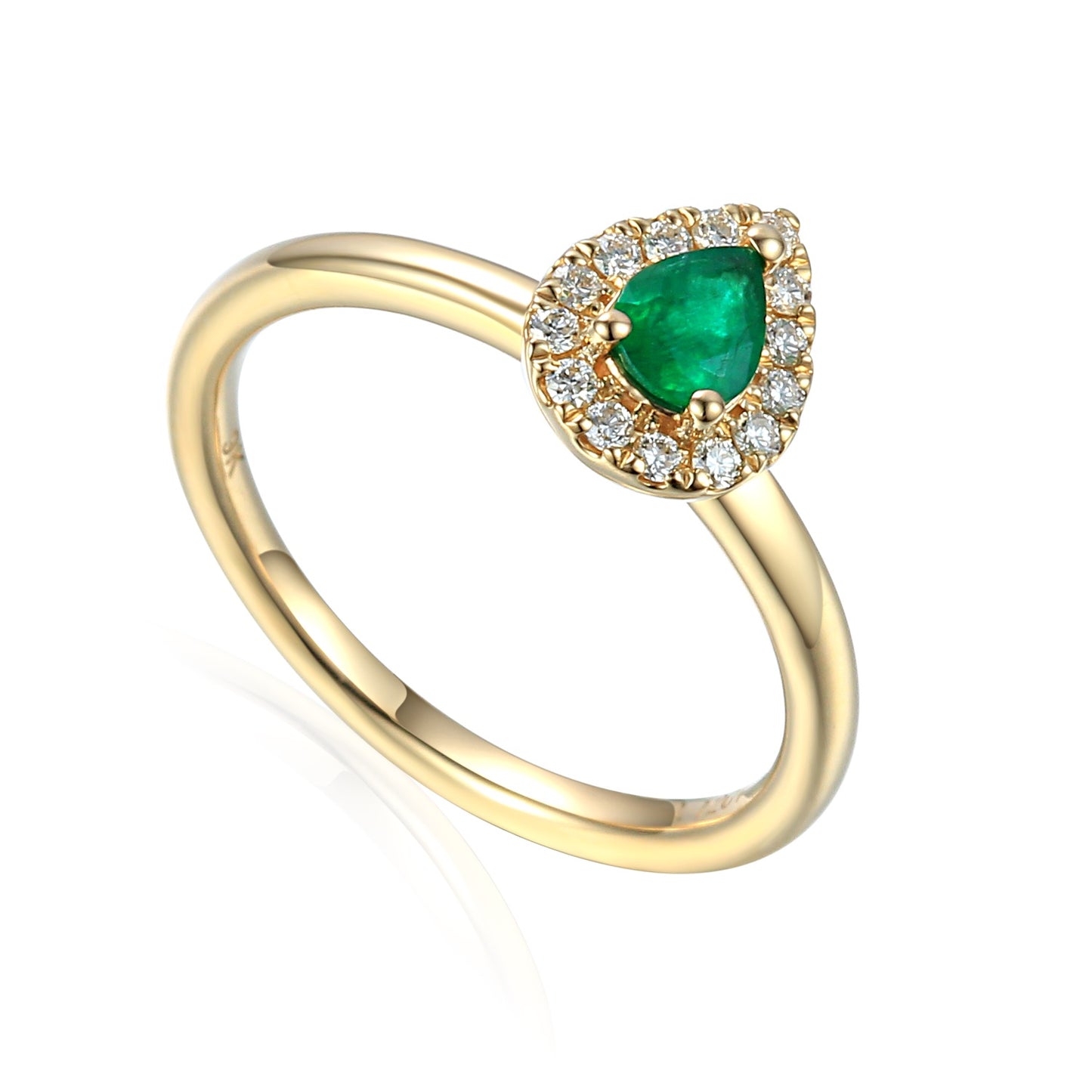 9ct Gold Pear Shaped Diamond Cluster Ring - Emerald - May