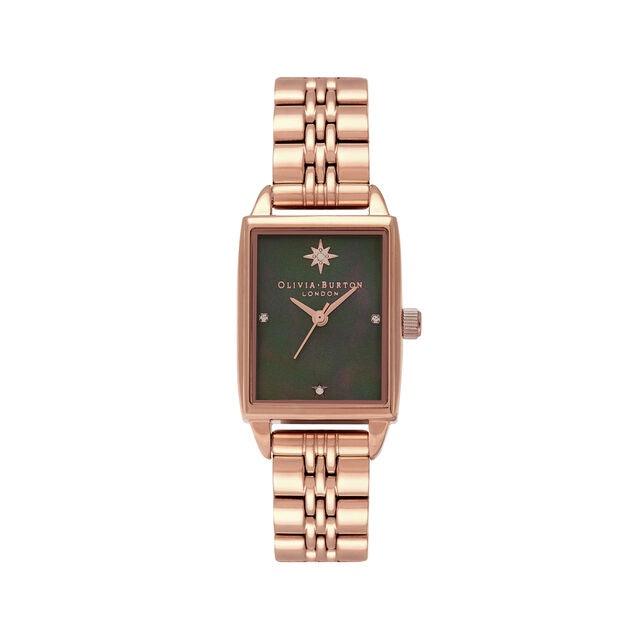 Olivia Burton Black MOP North Star RG Watch OB16GD80