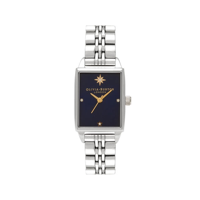 Olivia Burton Navy Sunray North Star S/S watch OB16GD88