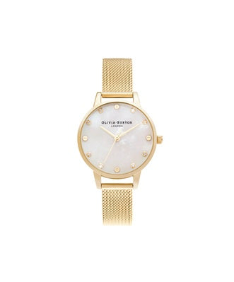 Olivia Burton Gold Tone Mesh watch MOP Dial OB16SE08