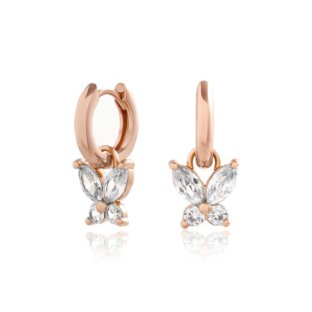 Olivia Burton marquise Butterfly Rose Huggies earrings OBJAME305