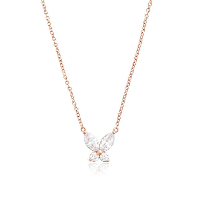 Olivia Burton Sparkle Butterfly Marquise Butterfly Necklace Rose Gold OBJMBN11