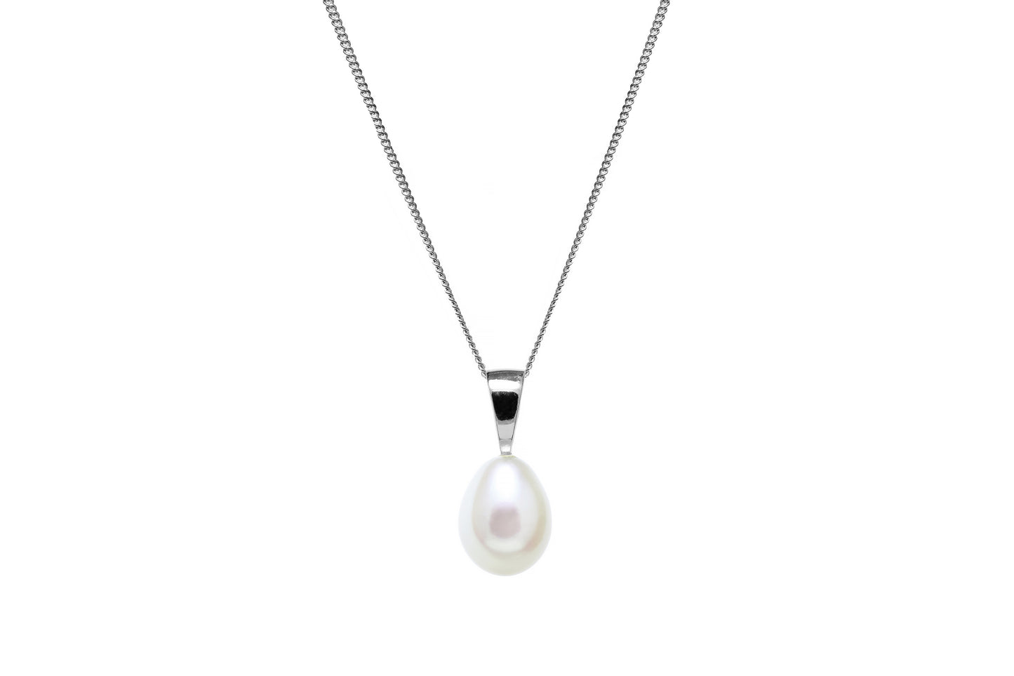 White Teardrop Cultured River Pearl 7.5-8mm Silver Pendant PD9SILSMWTD