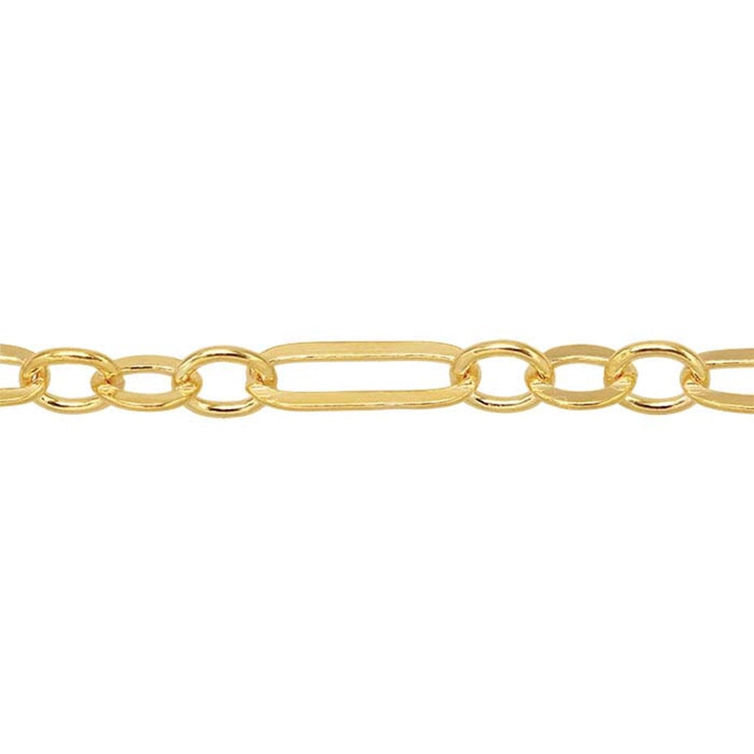Perma Jewel Yellow Gold Filled Flat Long & Short Chain 21cm