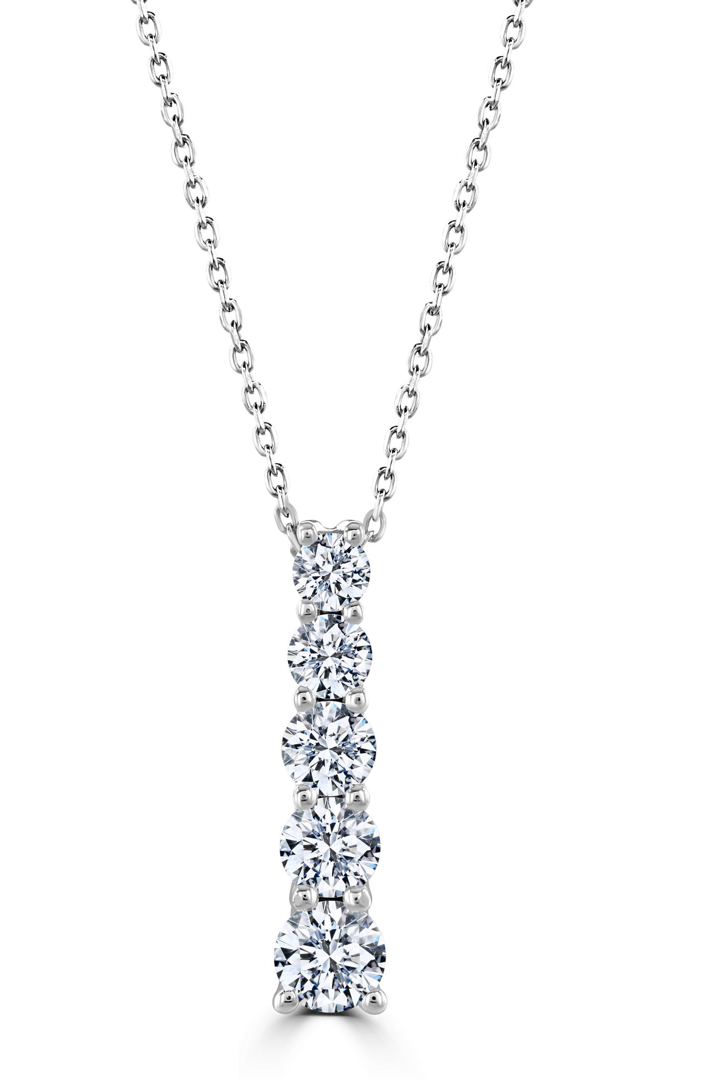 Platinum Lab Grown Five Stone Diamond Pendant 1.58ct