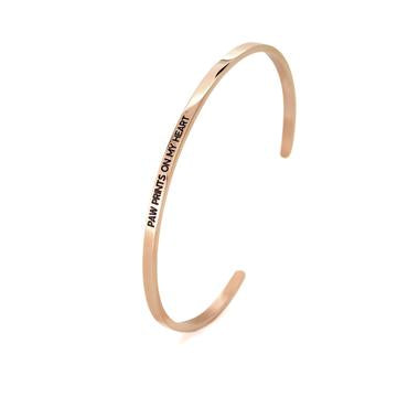 Rose Paw Prints On My Heart Bangle