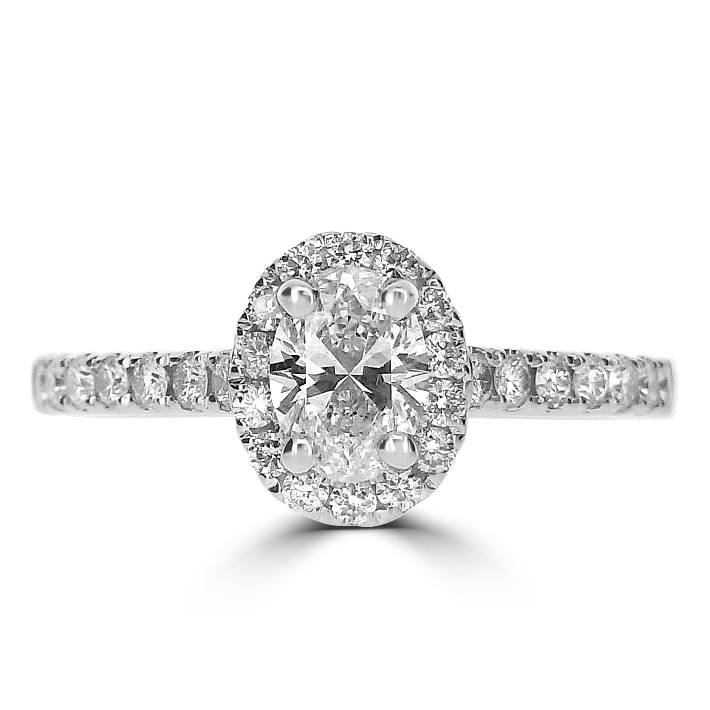 Platinum Oval Cut Halo Diamond Ring D/SI1 1.01ct - RN5005