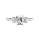 Platinum Emerald Cut Trilogy Ring D/VS2 - 0.71ct