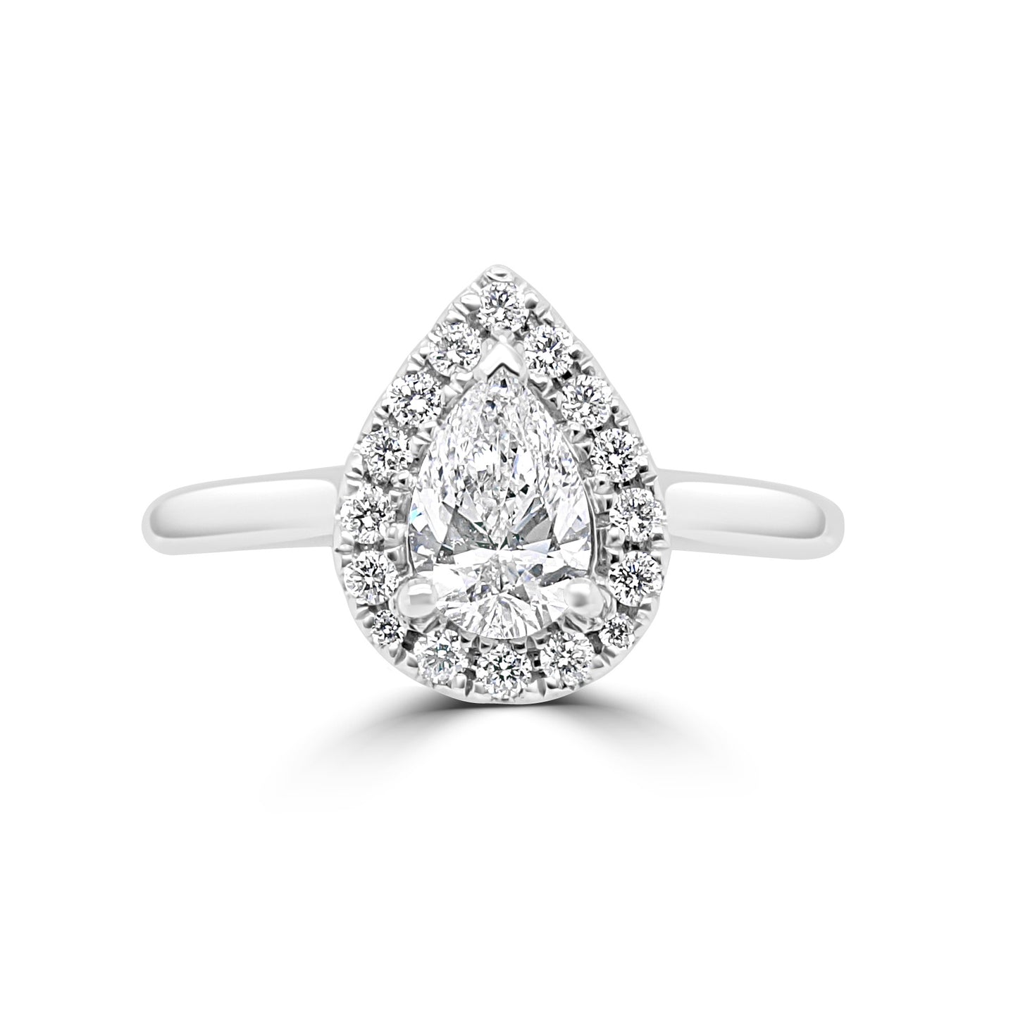 Platinum Pear Shaped Halo Diamond Ring 0.66ct - RN7310