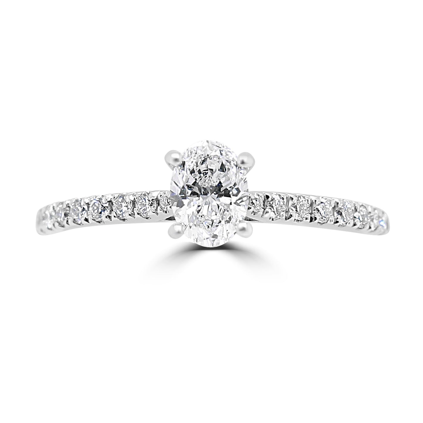Platinum Oval Cut Solitaire Diamond Ring - D/SI 1 - 0.45ct