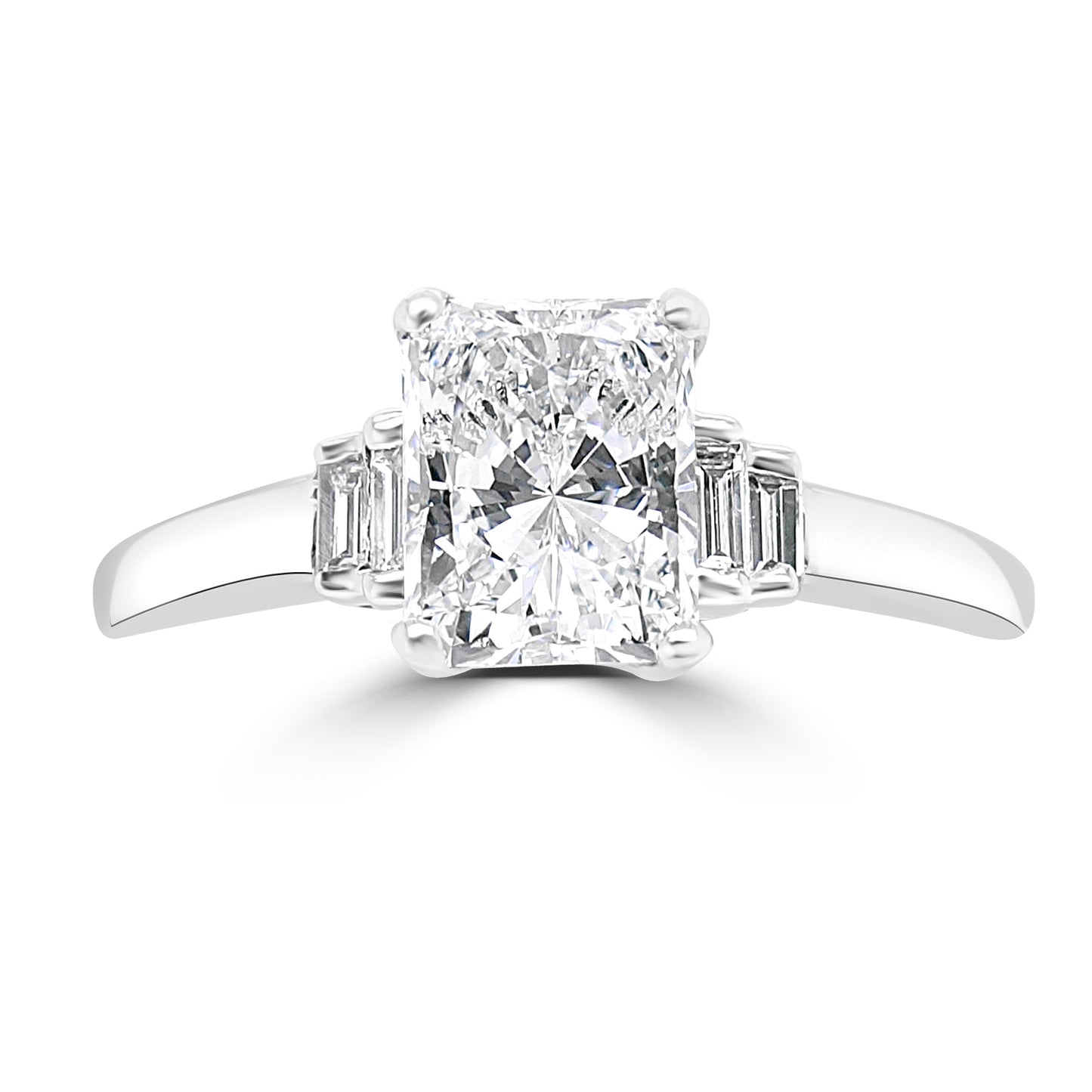Platinum Radiant & Baguette Cut Diamond Ring 1.11ct - RN7341
