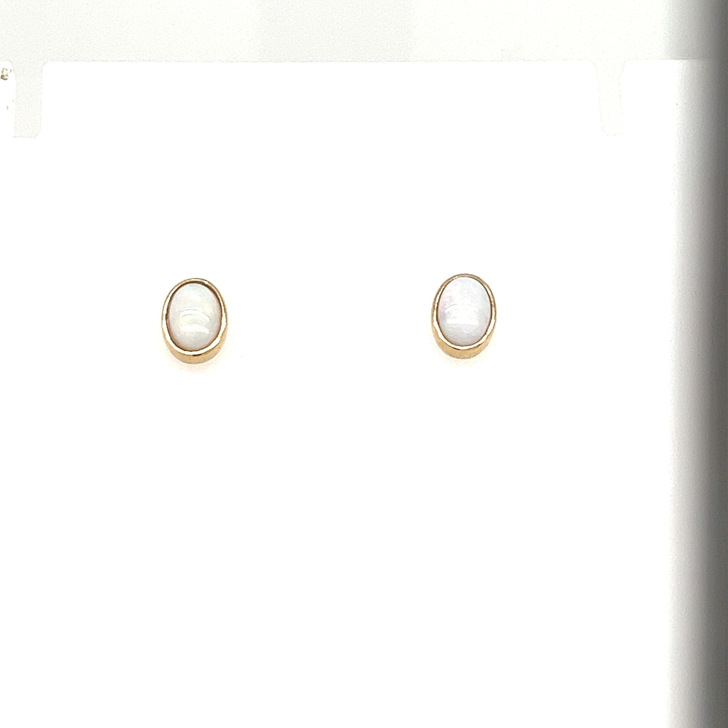 9ct Gold Solid Opal Earrings 7x5mm