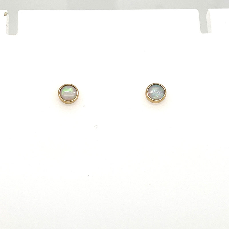 9ct Gold Solid Opal 5mm Earrings