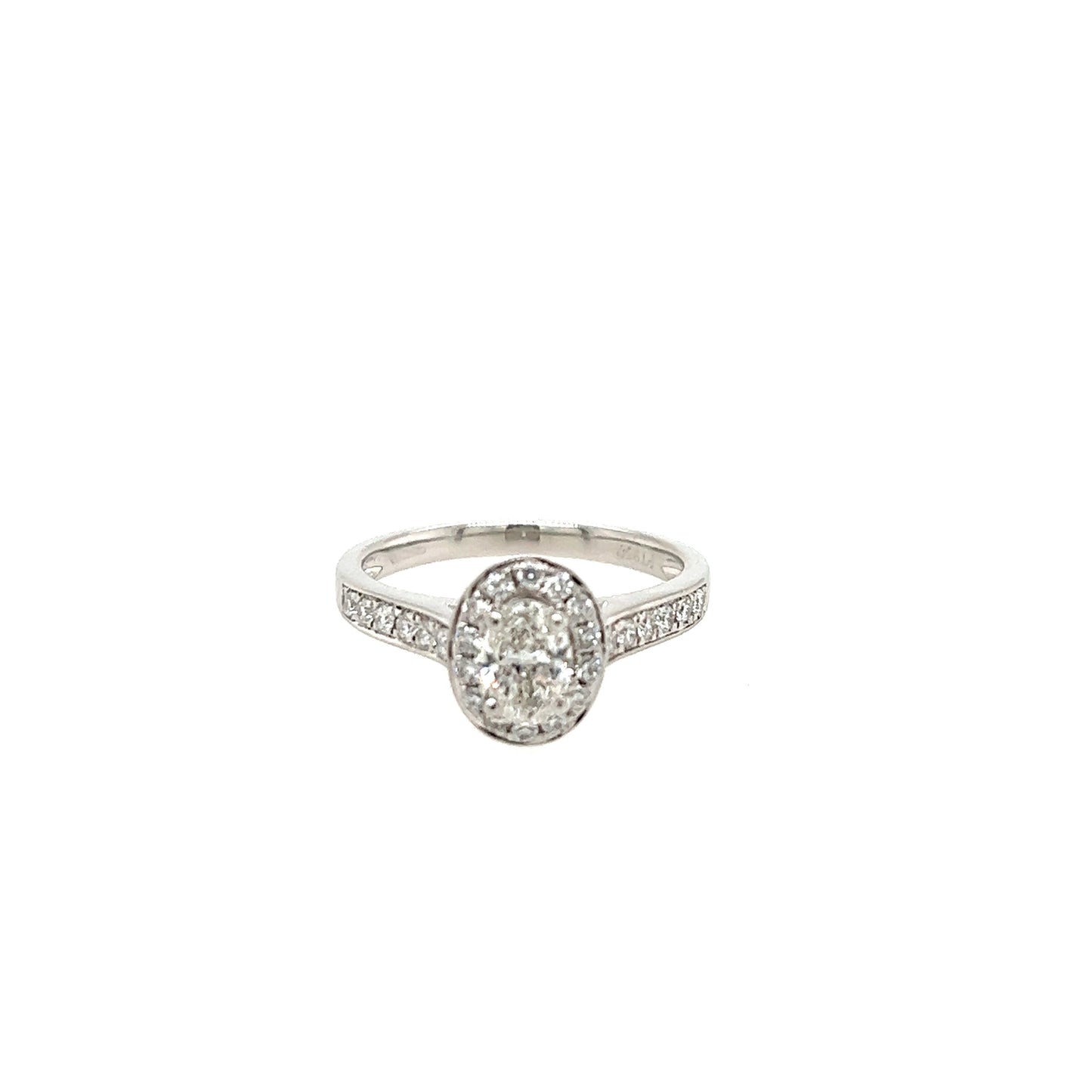 Platinum Oval Halo Diamond Ring 0.86ct - RX3498