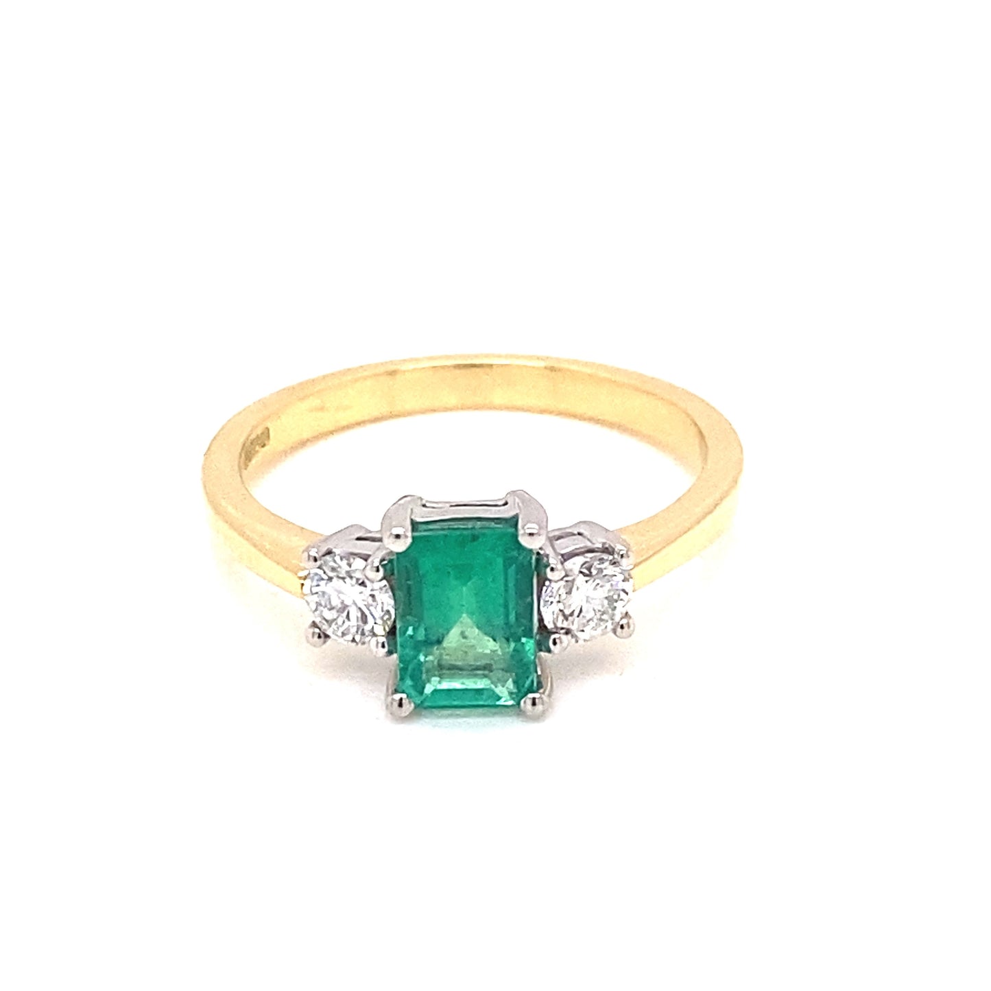 18ct Emerald & Diamond Trilogy Ring RN8410