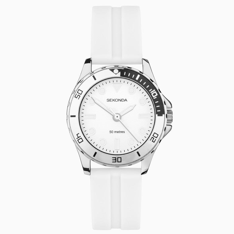 Sekonda Balearic Ladies Watch with White Dial & White Rubber Strap 40567