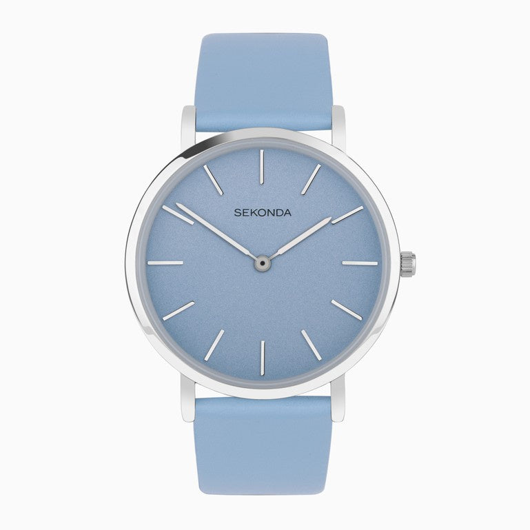Sekonda Minimal Ladies Watch with Blue Dial & Blue Leather Strap 40609
