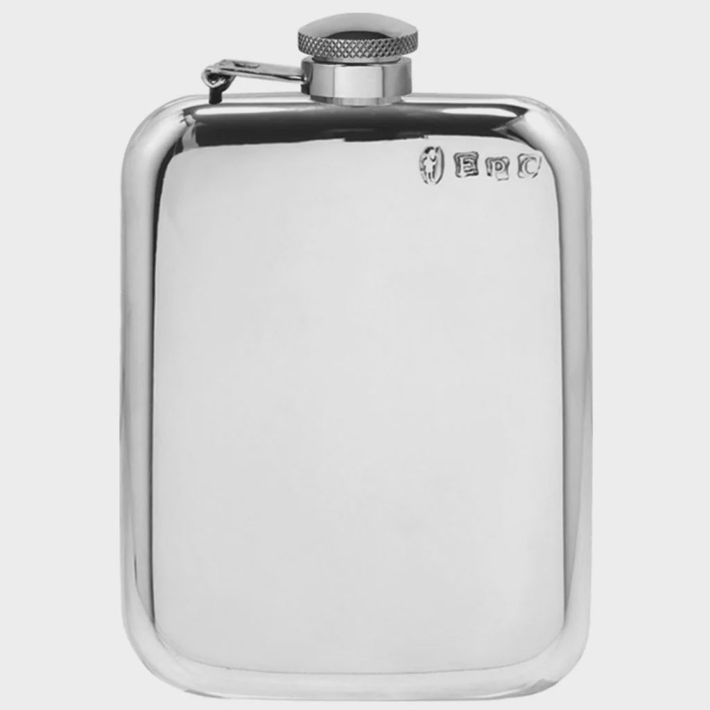 6oz Plain Pewter Hip Flask with Hinged Captive Top SF435CT