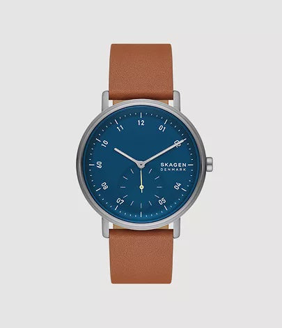 Skagen Kuppel Two-Hand Sub-Second Brown Leather Watch SKW6888