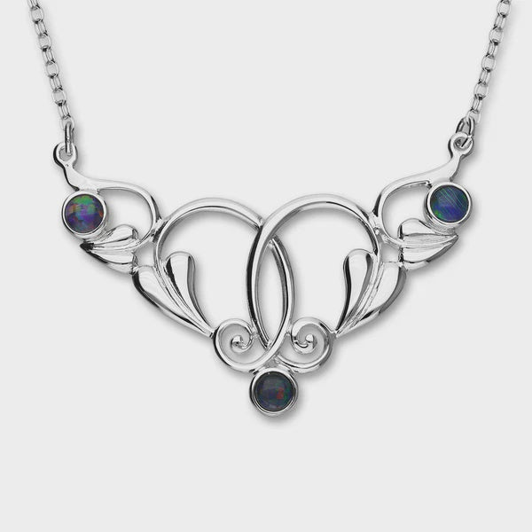 Ortak Art Nouveau Sterling Silver Necklet with Triplet Opal stones SN82