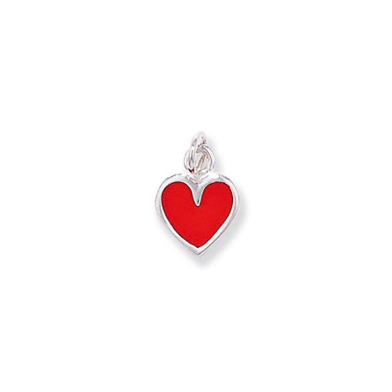Silver Girl Red Enamel Heart Necklace SP256B