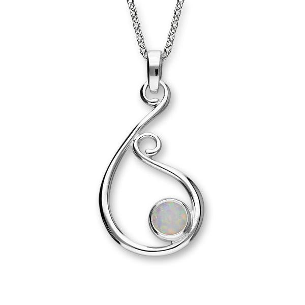 Ortak Flourish Silver Pendant SP292 White Opal