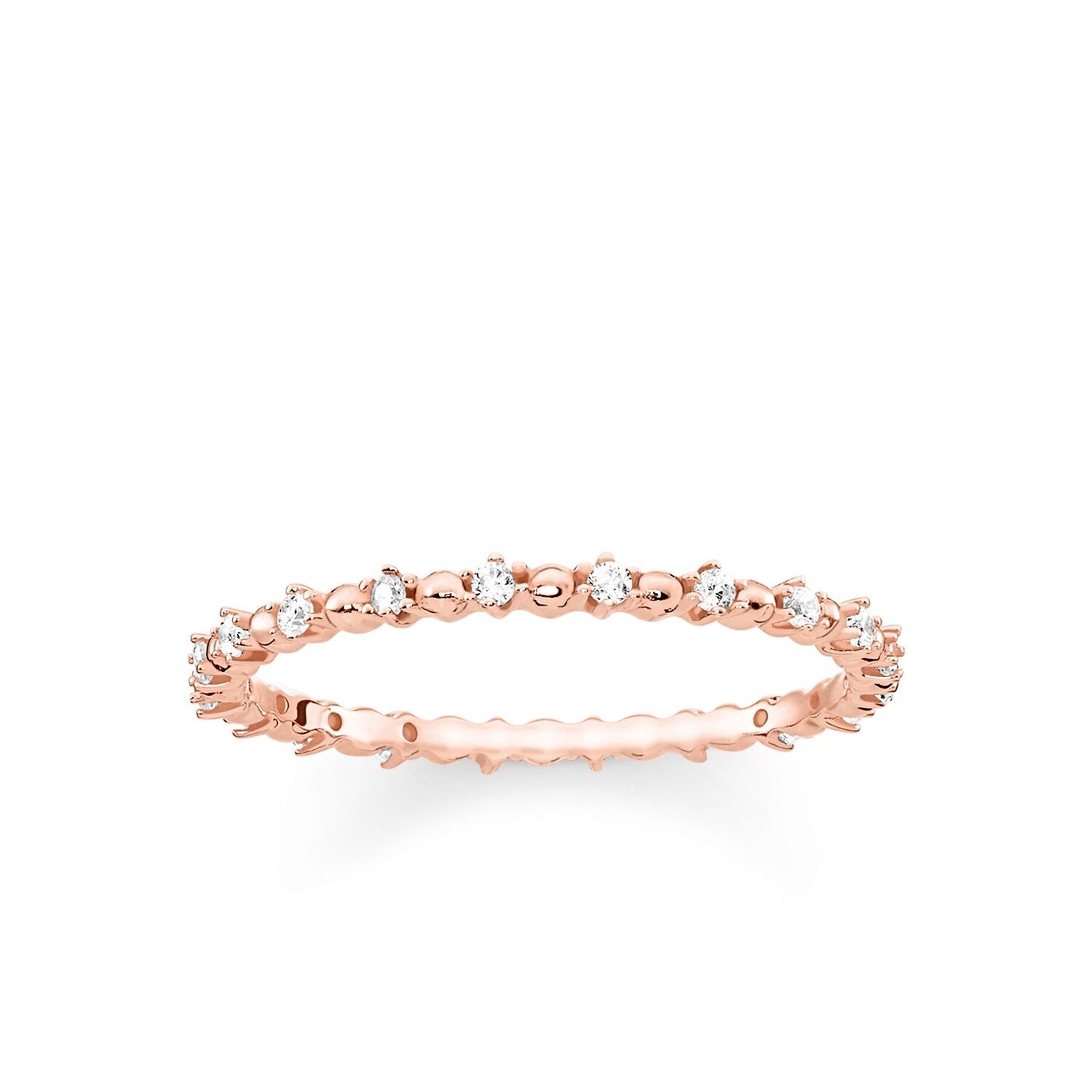 Thomas Sabo Rose Gold Plated Stone Set Dots Ring Size 52 TR2153-416-14-52